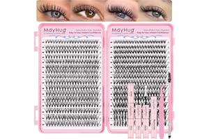 Mayhug Lash Clusters Kit, 640 Pcs Eyelashes Clusters Extensions 9-16mm Individual Lashes D Curl Fluffy Wispy False Eyelashes 