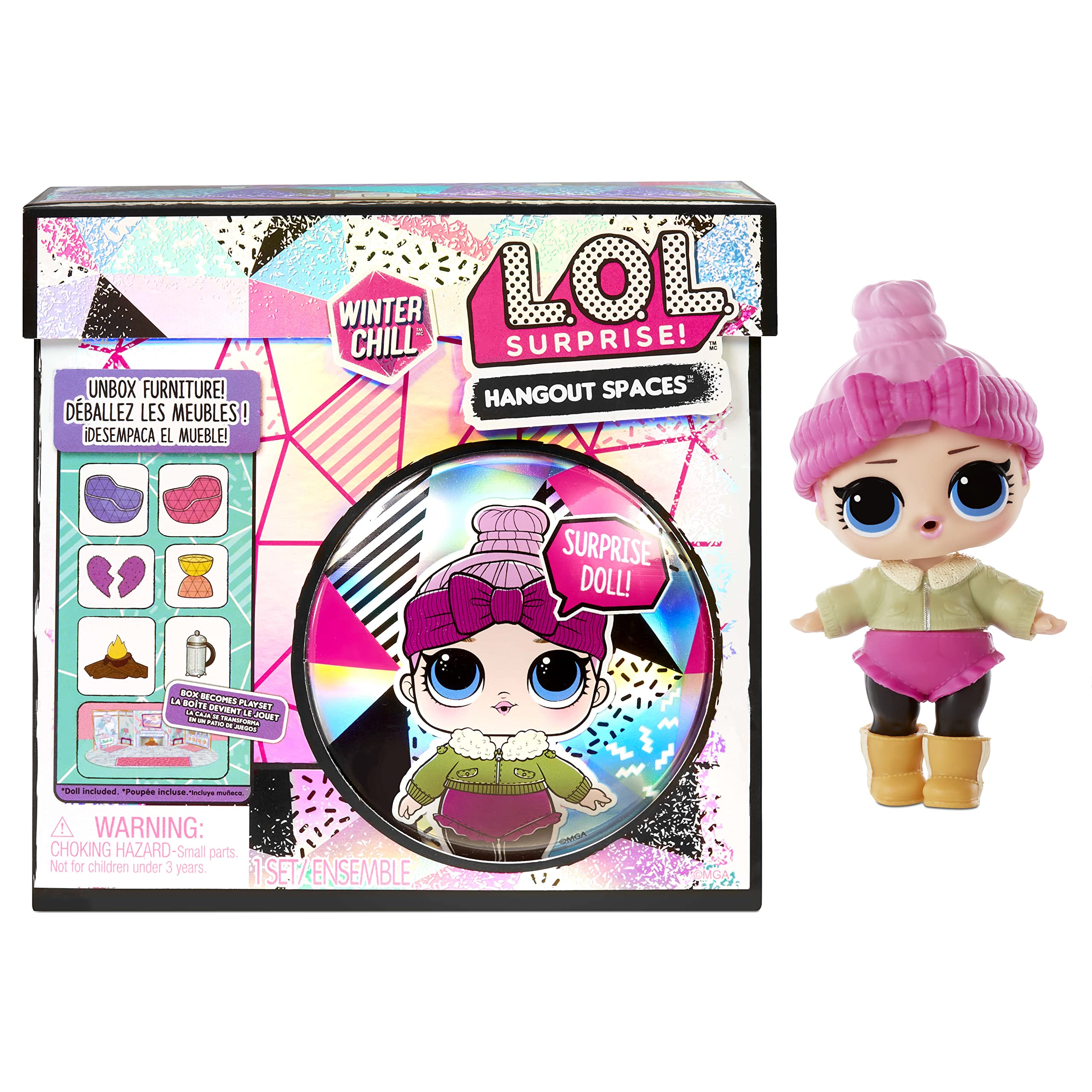 L.O.L. Surprise! 576624EUC LOL Winter Chill Hangout Spaces Set-Cozy Babe-with 10+ Surprises Including Doll, Accessory, & Furniture-Fold-Out Playset-Collectable-Gift for Girls & Boys Age 4+ 576624C3