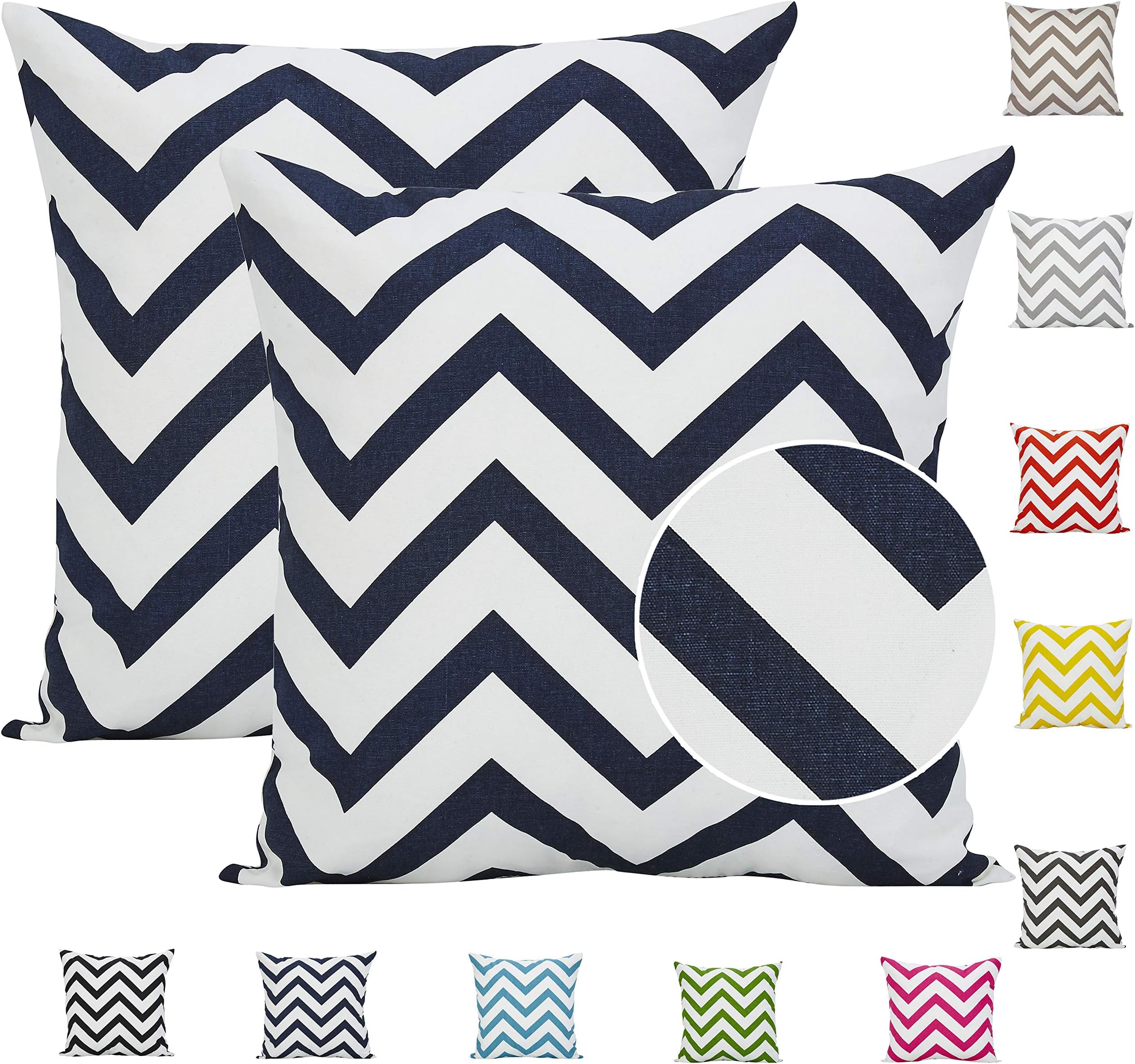 Comoco® 2pc-Pattern Decorative Geometric Thick Canvas Pillowcase Cushion Cover for Sofa Throw Pillow Case(65x65cm,Navy Blue)