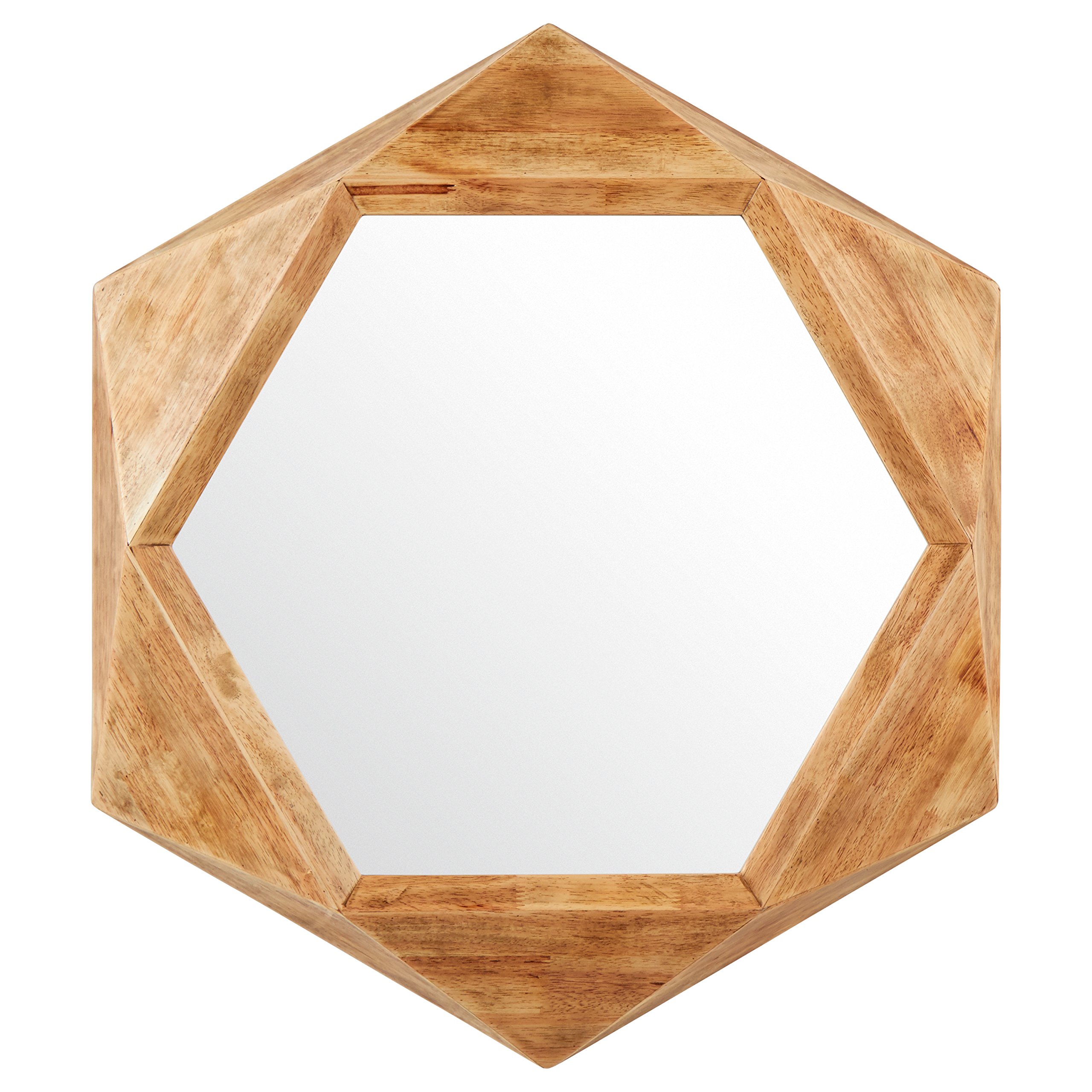 Rivet Modern Hexagon Wood Frame Mirror, 30"H, Natural 696230441876 eBay