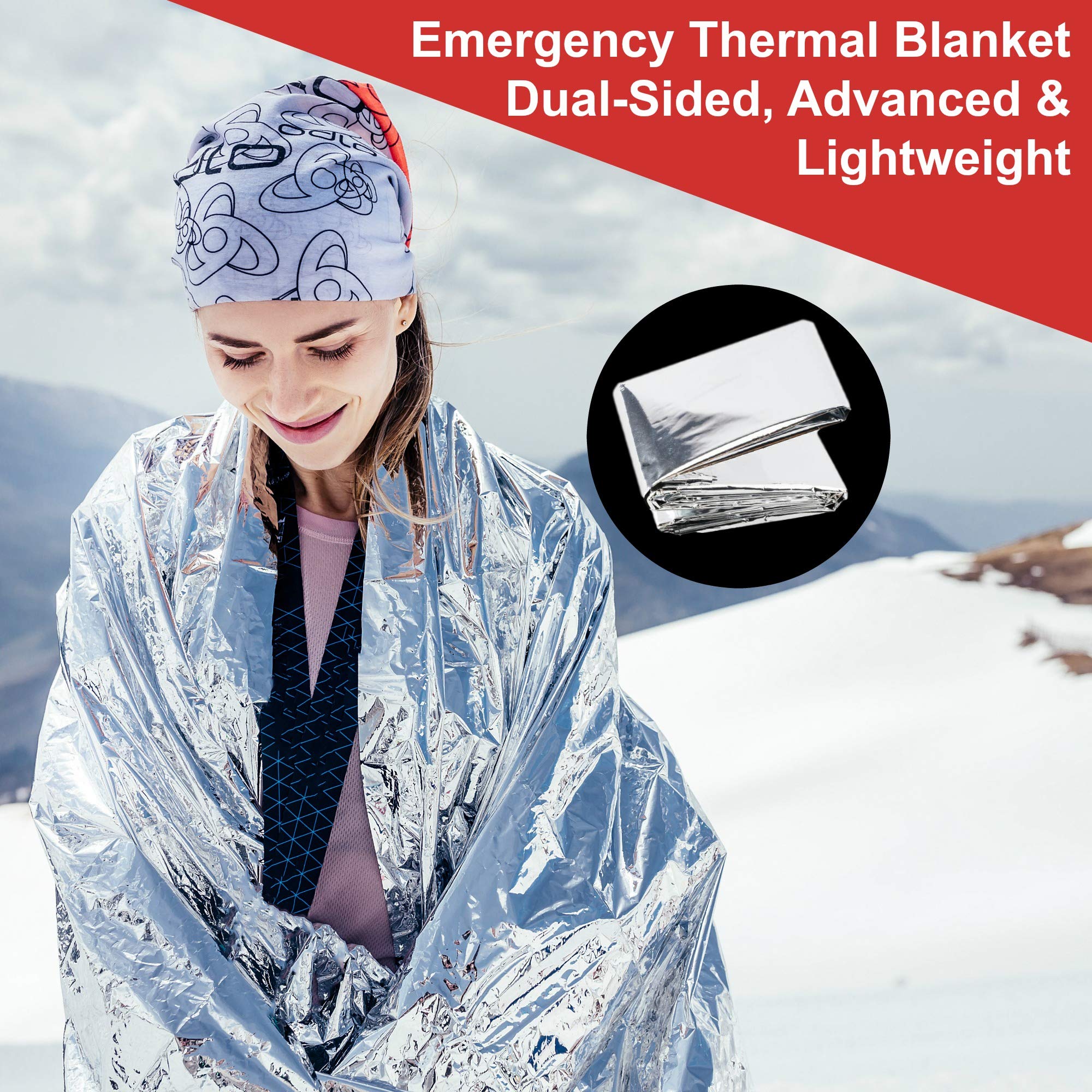 SUMPRI Mini First Aid Kit -Hard Shell Case Camping First Aid Kit -Compact & Lightweight Emergency Medical Supply -Thermal Blanket for Backpacking, Hiking, Travel, Home, Outdoor Or Car -80 Pieces