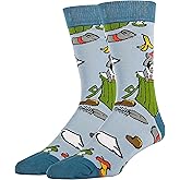 Men's Colorful Novelty Wild Life Animal Crew Socks, Funny Crazy Cool Dress Socks, Shoe Size 8-13