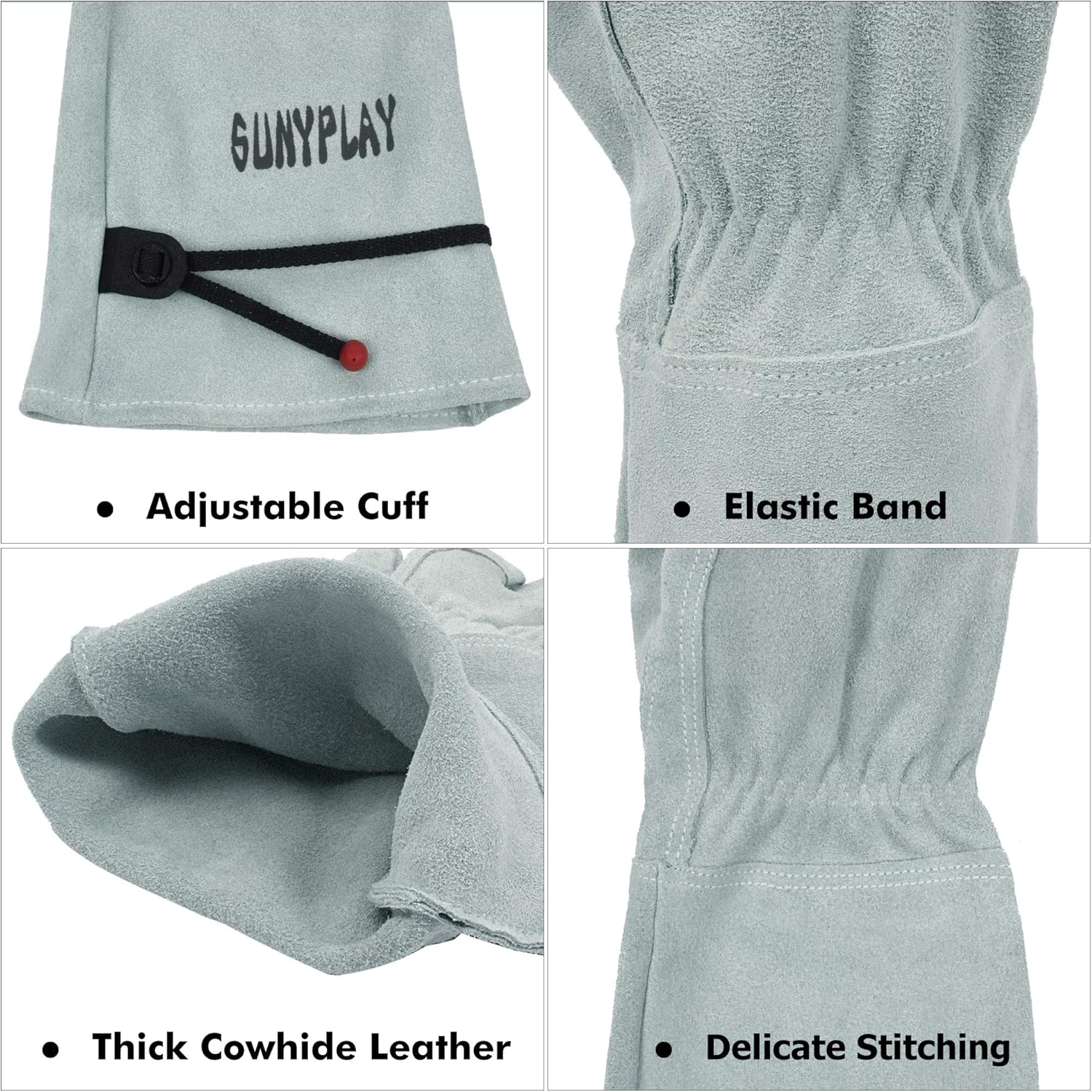 SUNYPLAY Gardening Gloves for Women/Men, Thorn Proof Cowhide Leather Garden Work Gloves: Clothing