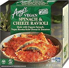 Amy's Frozen Meals, Vegan Spinach Ravioli Pasta Bowl, Made With Organic Spinach, Vegan Ricotta-Style Cheeze, and Tomatoes, Mi