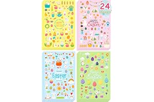 LINAYE 24 Sheets Easter Stickers for Kids - 1800PCS Easter Stickers Bulk for Kids Assorted Easter Stickers Easter Basket Stuffers, Easter Treats for Kids Easter Gifts Party Favors Supplies for Kids
