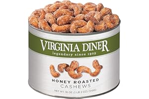 Virginia Diner Honey Roasted Cashew - Jumbo Honey Roasted Gourmet Cashews Gift Tin Non-GMO, Preservative Free Gifts from Virginia Since 1929-18 Oz Can