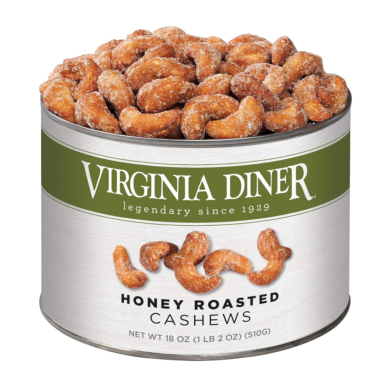 Amazon Com Virginia Diner Gourmet Natural Jumbo Honey Roasted Cashews 18 Ounce Tin Grocery Gourmet Food
