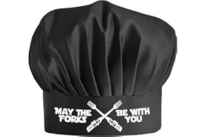 APRON DADDY Funny Chef Hat - May The Forks Be with You - Adjustable Kitchen Cooking Hat for Men & Women Black