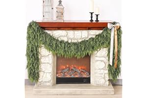 FOTEEWL Real Touch Cedar Garland - Artificial Christmas Garlands Faux Green Cedar Fake Pine Needles Garland for Fireplace,Table, Stairs, Mantle, Window,Indoor Outdoor,Home,Holiday Decor(1 PCS,5 FT)