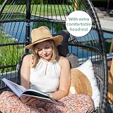 VITA5 Hanging Egg Chair Indoor Outdoor with Frame Polyrattan Cushion Dark Grey view 3