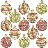 Suncalla 12 Pcs Sequins Christmas Iron on Patches Appliques Sequins Xmas Ball Glitter Embroidered Cloth Patches Repair Needlecraft for DIY Christmas Clothes Sewing Jeans Hat Shirt Sweater Decoration