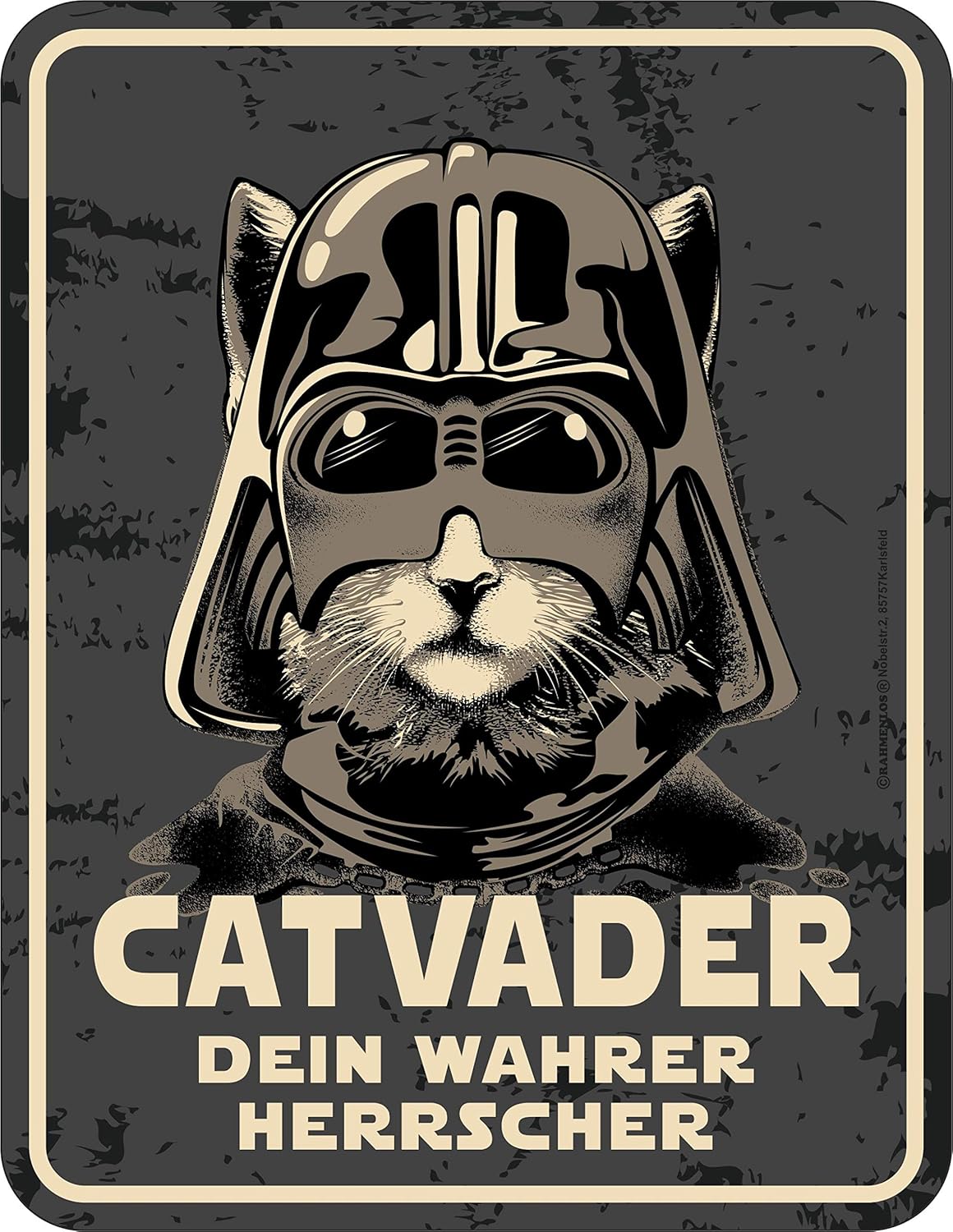 RAHMENLOS® Blechschild Funschild Catvader Katze Fun Geschenk