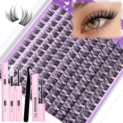 Mavphnee Natural Lash Clusters Kit Wispy CC Curl 132 pcs DIY Kit