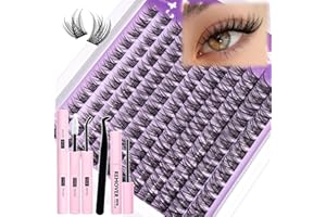 Natural Lash Clusters Kit Wispy Eyelash Clusters CC-Curly Cluster Eyelash Extensions 132 pcs Individual Lash Extensions DIY Lash Extension Kit with Lash Bond and Seal and Remover Lash Kit by Mavphnee
