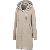 Chrisuno Women's Plus Size Casual Zip Up Hoodie Long Tunic Sweatshirts Fleece Jackets