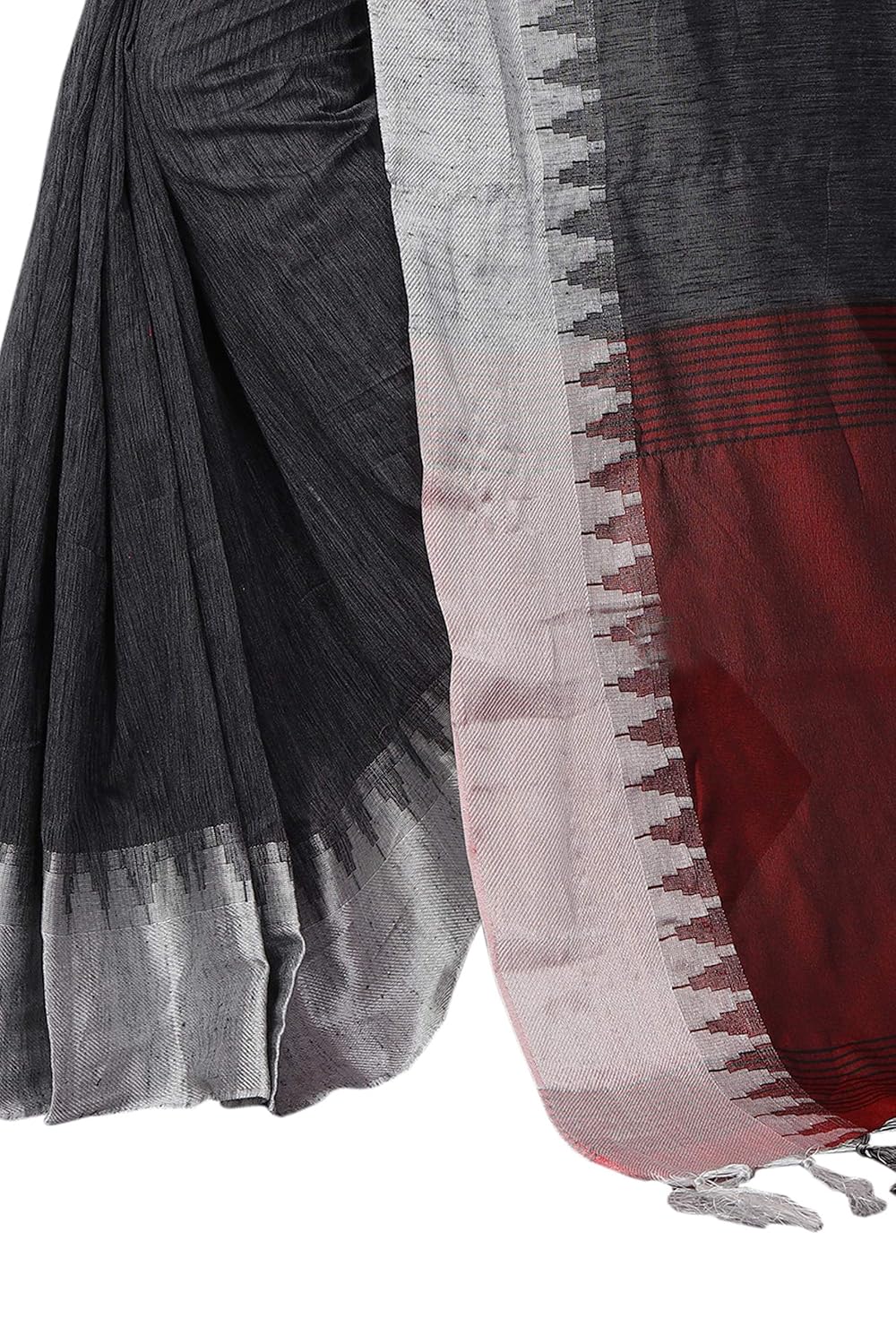 perfectblue women's linen saree with blouse piece (vanshi9kalinevariation)