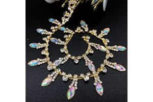 Towenm 1 Yard Rhinestone Tassel Chain Trim, Crystal Close Chain Applique, for Sewing Crafts Wedding Bridal Party Christmas DIY Decoration (Gold, 1 Yard)