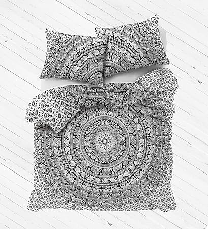 Parure De Lit Avec Housse De Couette Mandala Reversible Exclusive Par Labhanshi Blanc Boheme Et Noir Elephant Couverture De Lit Et Couette Reversible Amazon Fr Cuisine Maison