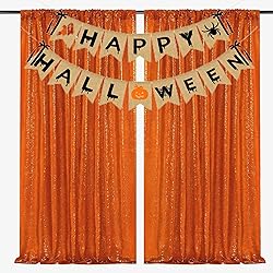 JYFLZQ Orange Sequin Backdrop Curtain 4x10ft(WxH) 2