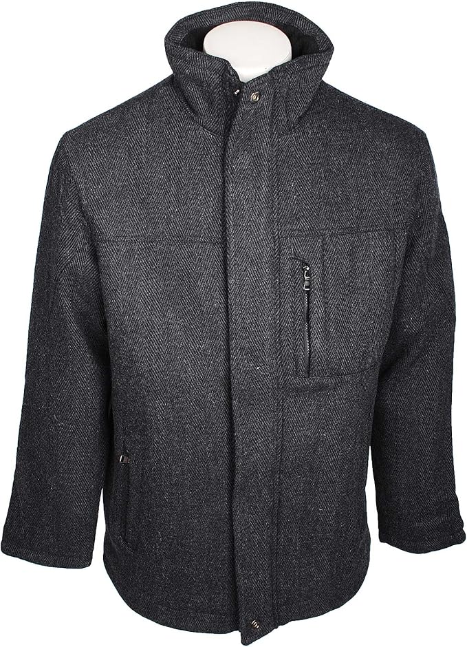 Harbour Bay Mens Grey Wool Blend Herringbone Coat in Size Small Amazon