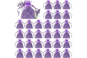 Reginary 30 Pack Lavender Sachets Bags Bulk for Drawers and Closets Home Fragrance Sachet Dried Lavender Flower for Wedding Bridal Shower Favors