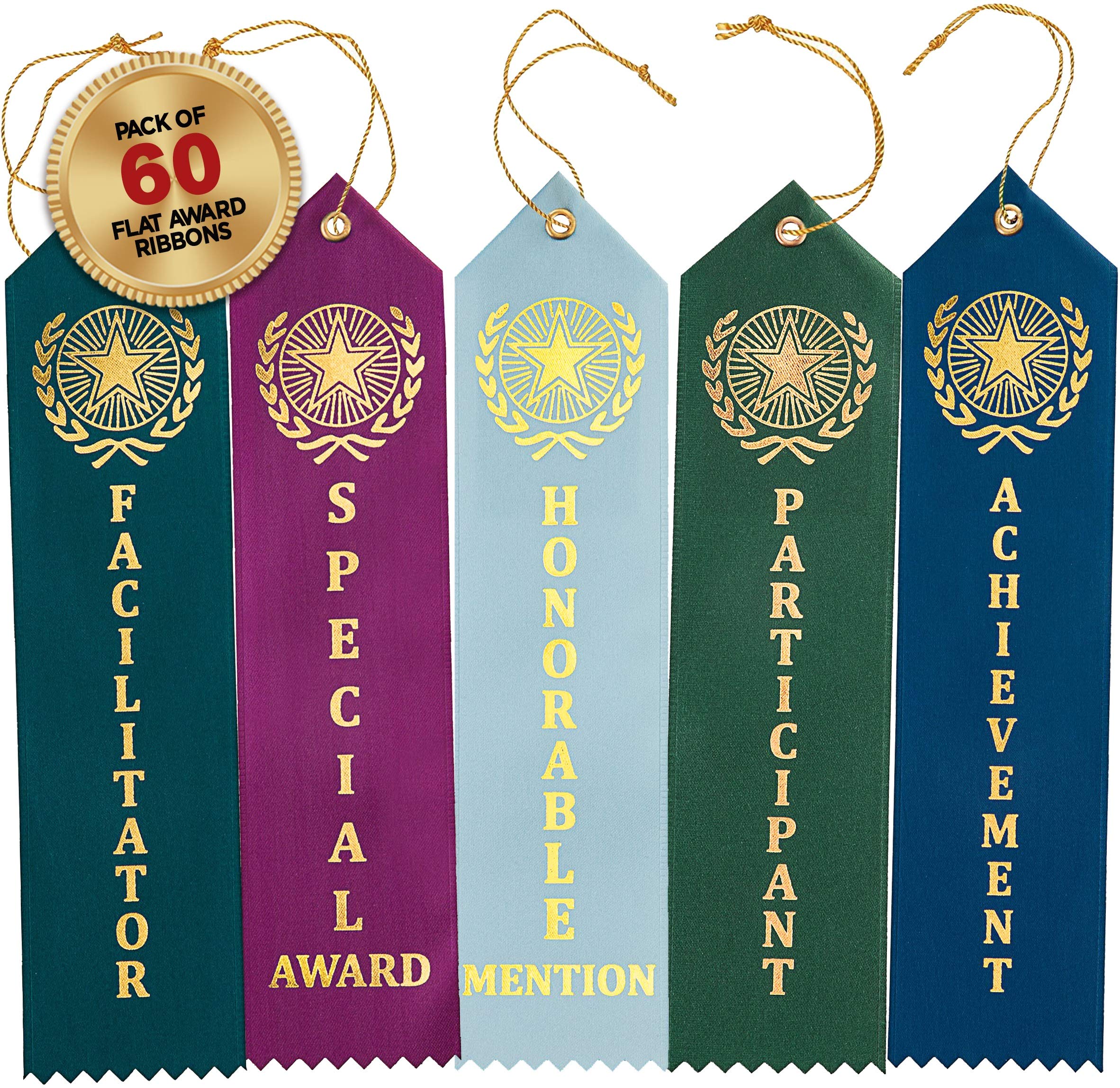Clinch Star Flat Carded Award Ribbons Participant - Honorable Mention - Facilitator - with Event Card 12 Each - 60 Pack