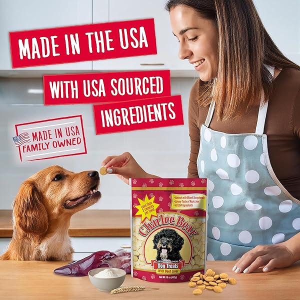 CHARLEE BEAR ORIGINAL CRUNCH DOG TREATS, BEEF LIVER, 16 OUNCE RESEALABLE BAG, LOW CALORIE TRAINING TREATS FOR DOGS, LIMITED INGREDIENT, HEALTHY, CRUNCHY DOG SNACKS, MADE IN USA
