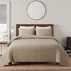 WDCOZY Beige Queen Size Quilt Bedding Sets with