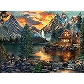 Prime Time Puzzles 1000 Piece Jigsaw Puzzle for Adults - Mountain Cabin by a Lake - Challenging Puzzle Perfect for Game Nights - 1000 Piece for Adults. 20x27 inches