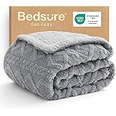 Bedsure Gentlesoft Sherpa Fleece Blanket Twin Size for Bed - Fluffy & Cozy Cable Jacquard Tufted for Women Gift, Thick and Warm Blanket for Winter, Grey, 60x80 Inches