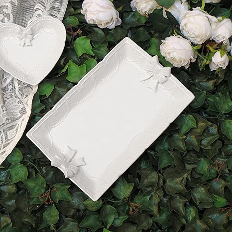 Set 2 Vassoi In Ceramica Bianca Per Bagno - 23.7x9.4 Cm, Organizza Sapone E Accessori - Foto 12