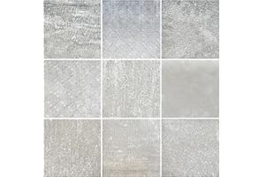 Wecrejoni 9 Sheets Stained Glass Sheets Pack 6" X 6" Cathedral Glass Art Glass Mosaic Glass Tiles for Crafts Mixed Clear Textured