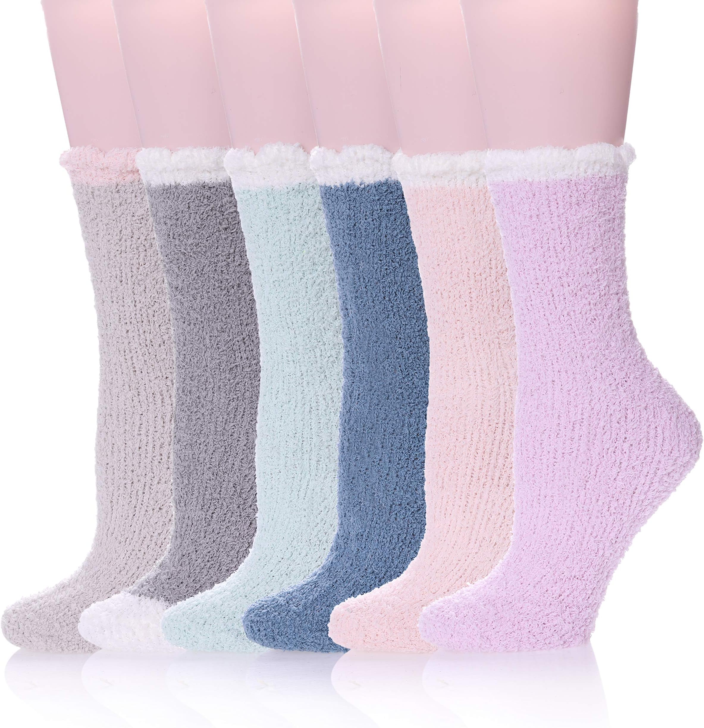 MIUBEAR 6 Pack Women Super Soft Warm Microfiber Fuzzy Winter Warm Sleeping Slipper Socks