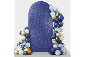 Friiko Wedding Arch Cover Sequin&Fabric 2-Sided Use 7.2FT Wedding Arch Stand Covers Round Top Chiara Arch Stand Cover for Wedding Birthday Party Baby Shower Ceremony Banquet Decoration, Royal Blue