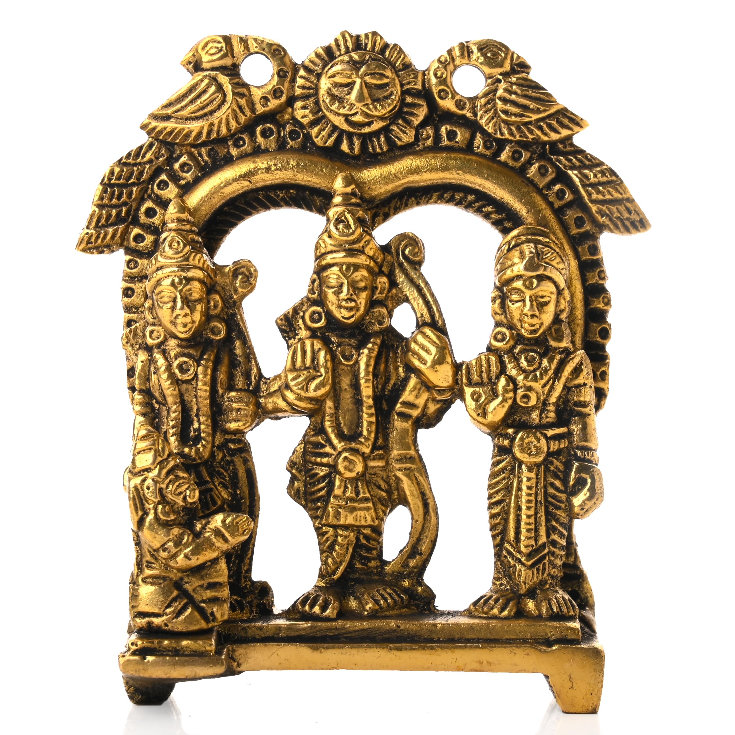 Brass Ram Darbar Pooja Murti Idol Statue God Spiritual Lord Sculpture Indian Religious Antique Statue Décor for Home Temple Puja Decoration Festivals Diwali Grah Pravesh and Gifting (Ram Darbar)