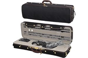 M MI & VI MI&VI NF-9001 Professional Hard-Shell Violin Case 4/4 (Full Size) Luxury Silk Interior | High-Density Foam | Sheet Pocket | Oblong Shape | Adjustable Straps | Hygrometer | Thermometer (Silver)