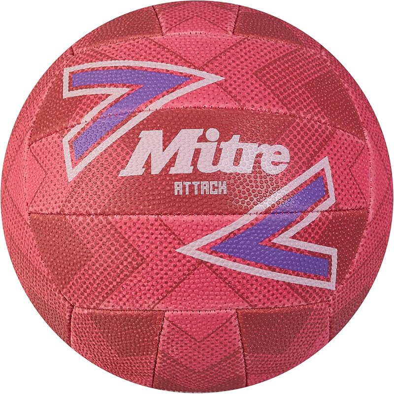 Mitre Attack Netball | Soft-Touch Embossed Grip | Size 5 Official