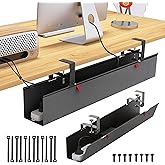 Cotohim Under Desk Cable Management Tray - Under Desk Cord Management - Clamp/Screw Mount - Fabric Wire Management - Cable Raceways Tray Cord Hiders for Office/Home (Black, 35.8"&times;5.6")
