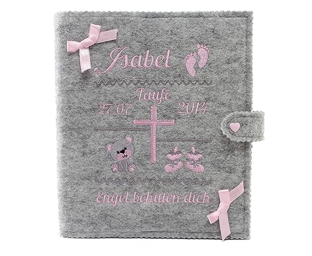 Personalisiertes Taufbuch, Taufalbum DIN A5 für Mädchen, Geschenk zur Taufe, mit 36 Innenseiten zum Ausfüllen und Platz für F