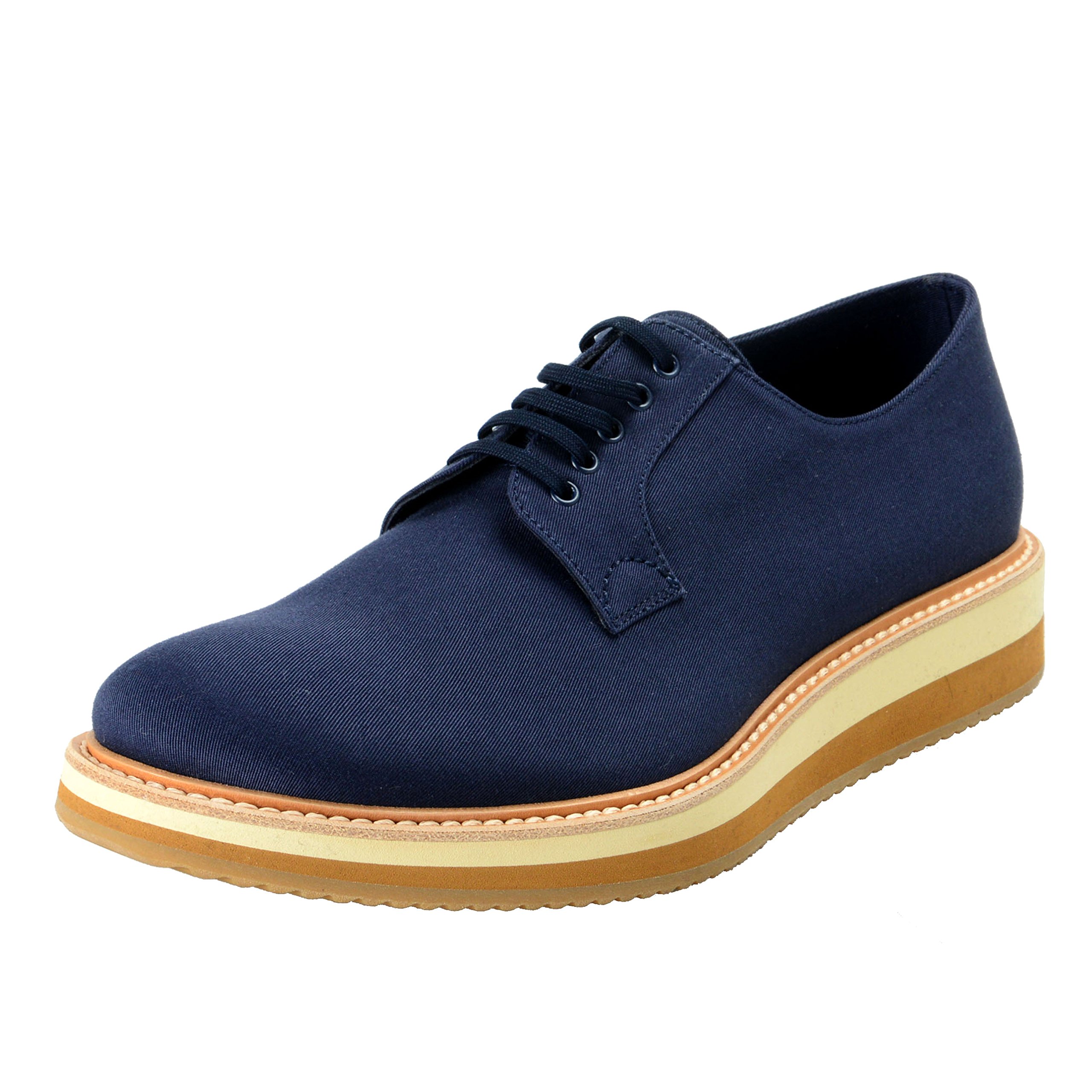 Prada Men's Blue Canvas Casual Oxfords Shoes US 10.5 IT 9.5 EU 43.5 GearUP Swag