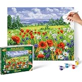 Schipper 609130824 Painting by Numbers, Flower Meadow - Painting for Adults, Including Brushes and Acrylic Paints, 40 x 50 cm