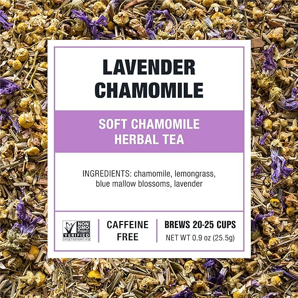TIESTA TEA – LAVENDER CHAMOMILE HERBAL TEA, LOOSE LEAF, CALMING BLEND WITH CHAMOMILE, LAVENDER, AND LEMONGRASS, CAFFEINE-FREE HERBAL, GREAT FOR HOT OR ICED, RESEALABLE POUCH, 25 CUPS, 0.9 OUNCE