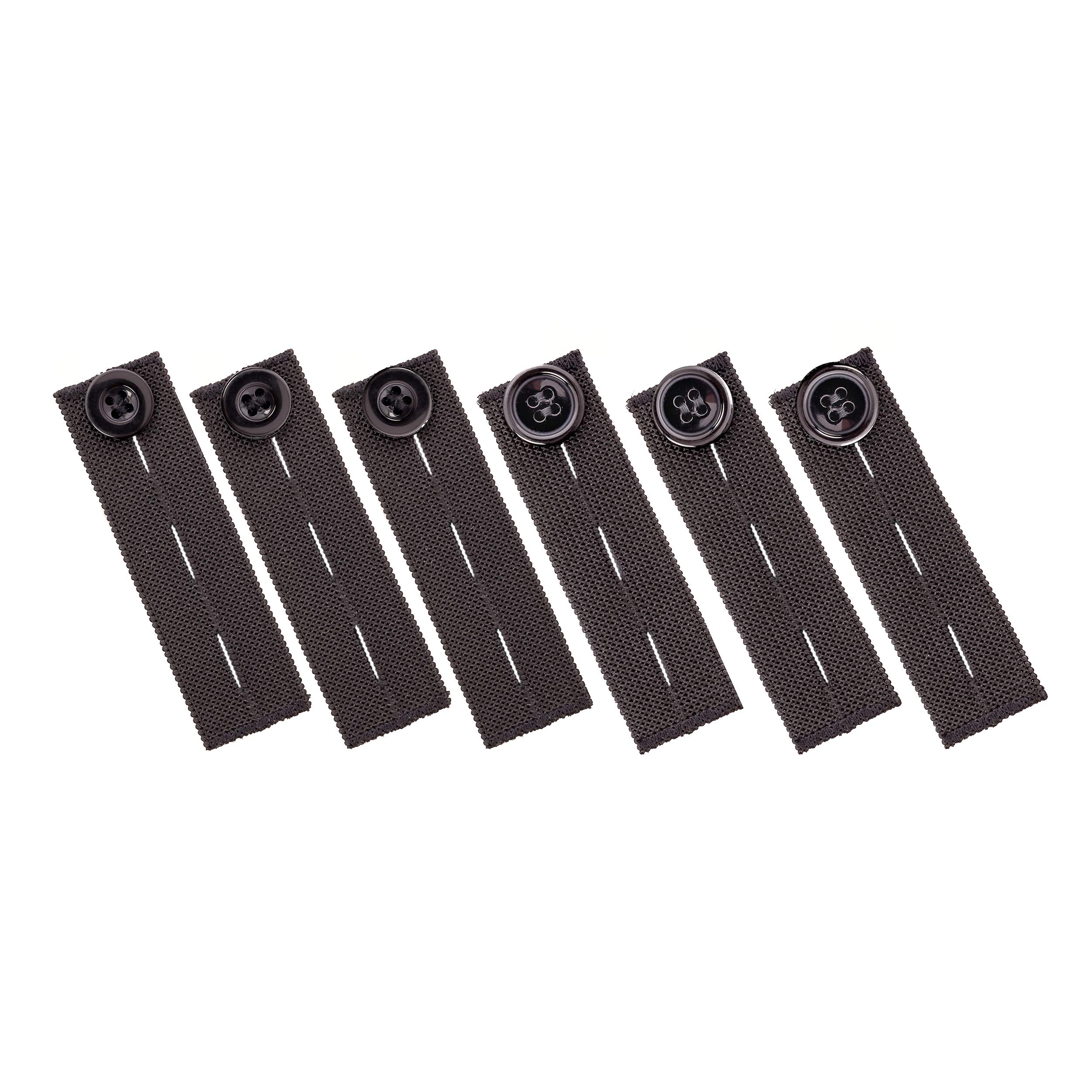 Photo 1 of Johnson & Smith Elastic Pants Waist Extenders (6 Pack), Adjustable Waistband Expanders for Men and Women, Jeans Pants Button Extender Set (Black)