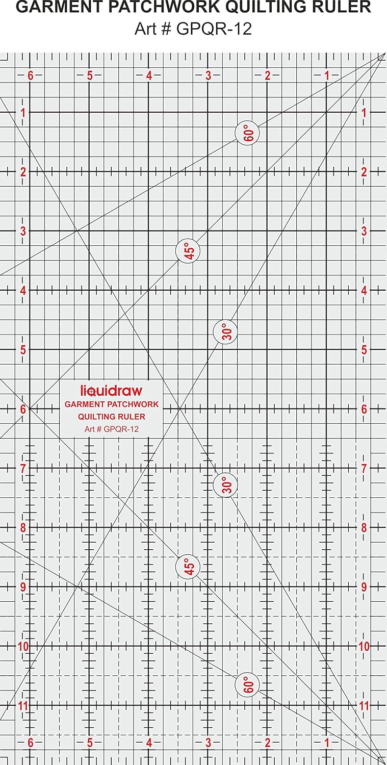 Liquidraw Patchwork Quilting Ruler - 6" x 12", Clear, 6 x 12"