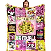 Zolumy Softball Blanket 60X50in, Best Softball Gifts/Accesories for Girls/Woman/Team, Girls Softball Lover/Player Presents for Sister/Daughter/Granddaughter/Niece