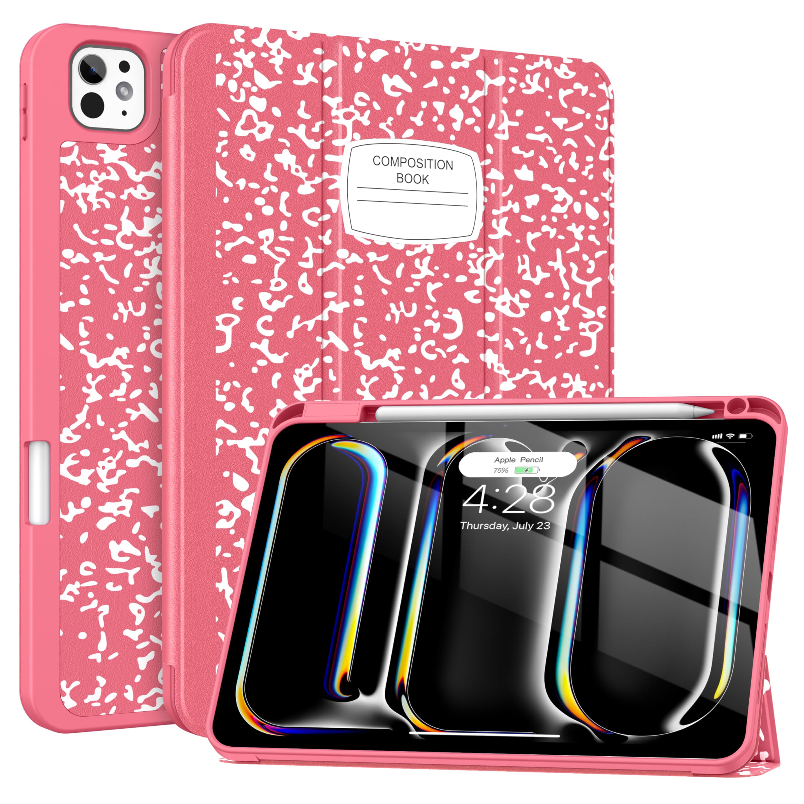 Photo 1 of Soke for New iPad Pro 11 Inch Case (M4) 5th Generation 2024 with Pencil Holder - [Shockproof + Apple Pencil Charging + Auto Wake/Sleep], Soft TPU Back Cover for iPad Pro 11", Book Watermelon