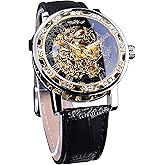 Winner Retro Manual Mechanical Skeleton Watch with Diamond and Carving Flower Craft Men Skeleton Wrist Watch Mechanical Classic Roman Number