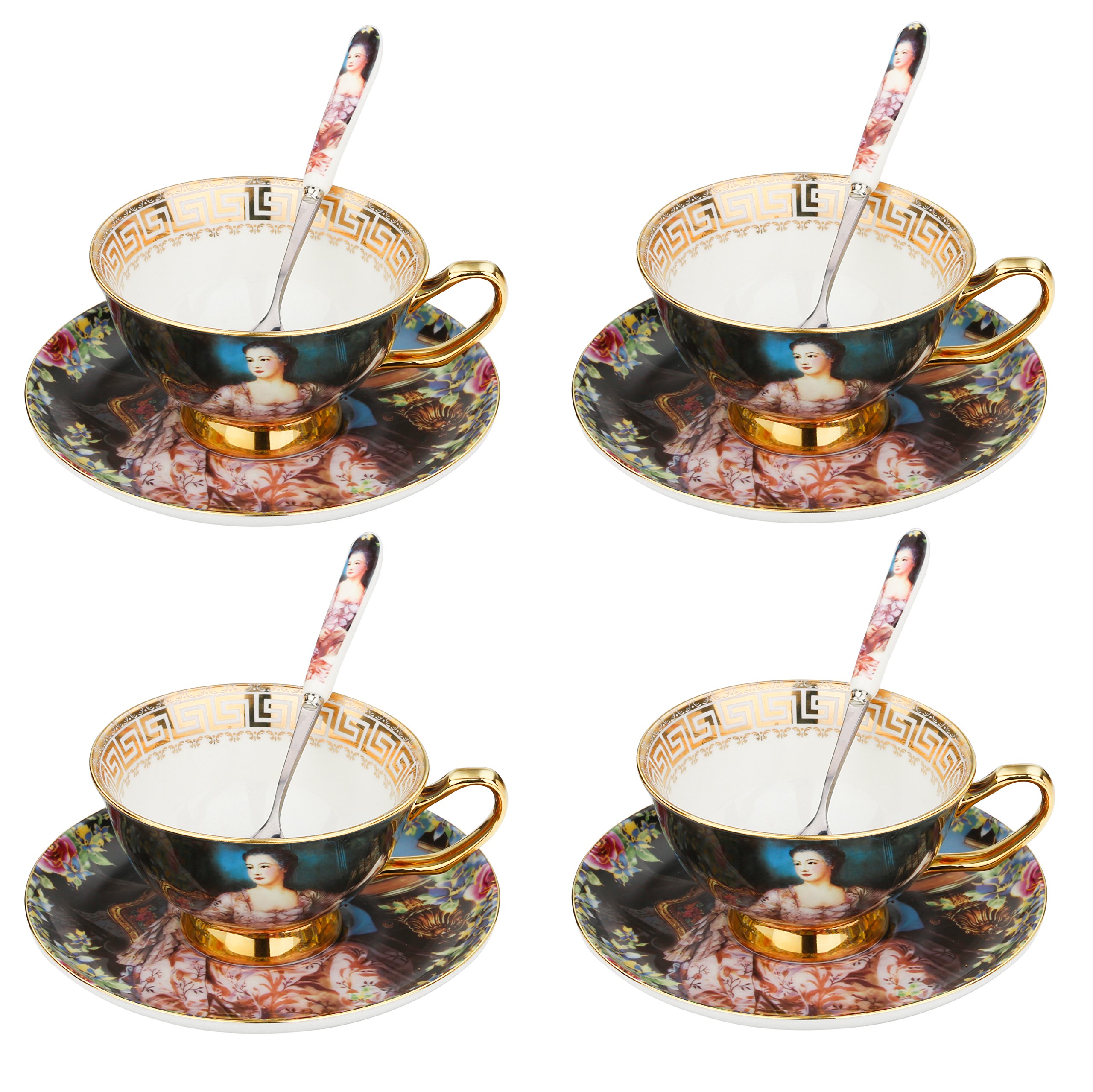 Buy Artvigor 12Pieces New China Cup & Saucer & Spoon British Royal Tea