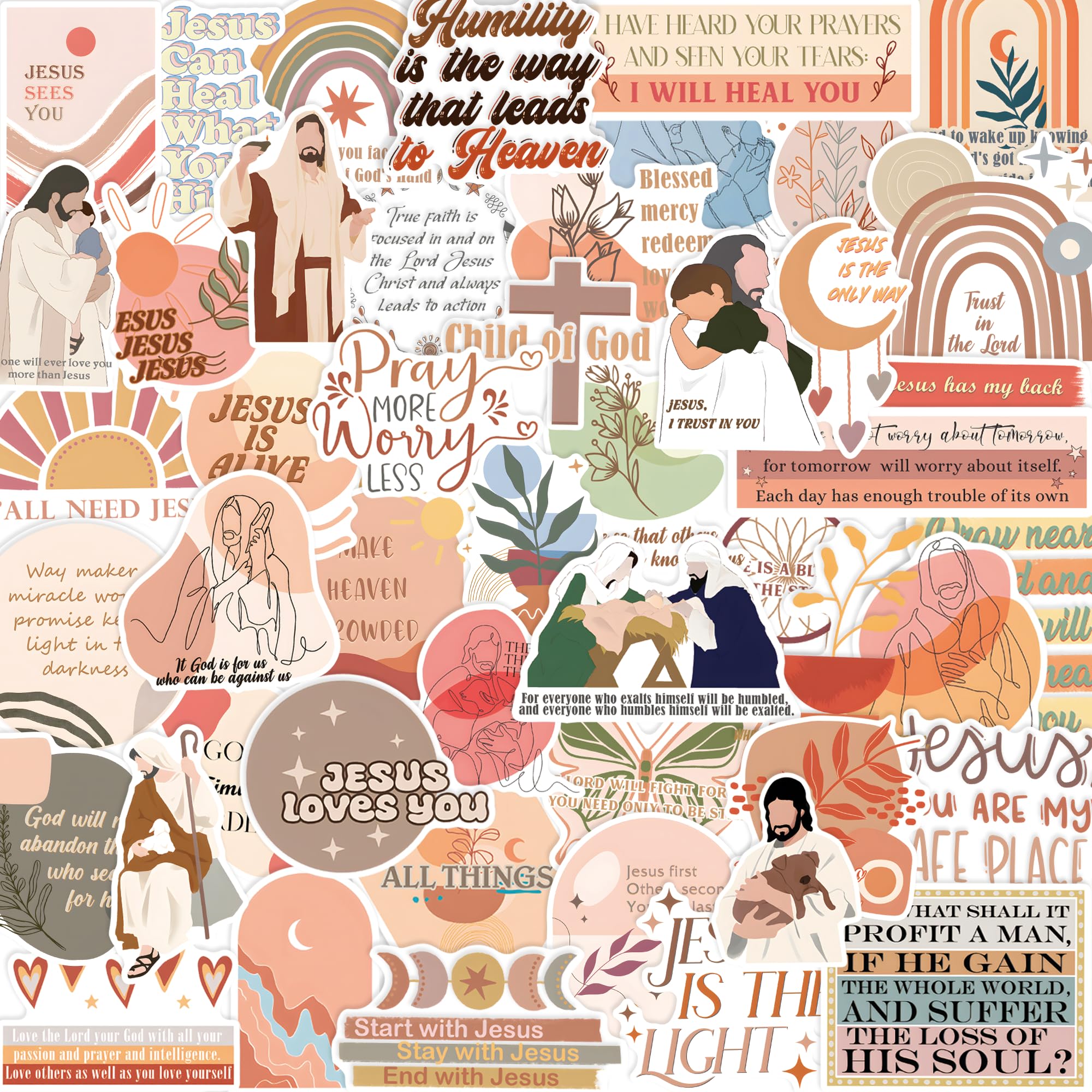 Photo 1 of 130PCS Christian Stickers Boho Style Sticker Vinyl Decal, Waterproof, for Women Girls Adults Boys Journaling Ebook Vision Board Scrapbook Skateboard for Girls Women Adults