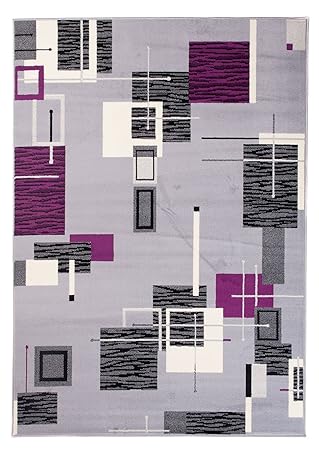 Tapis Moquettes Contemporain Tapis Violet Et Gris à Motifs